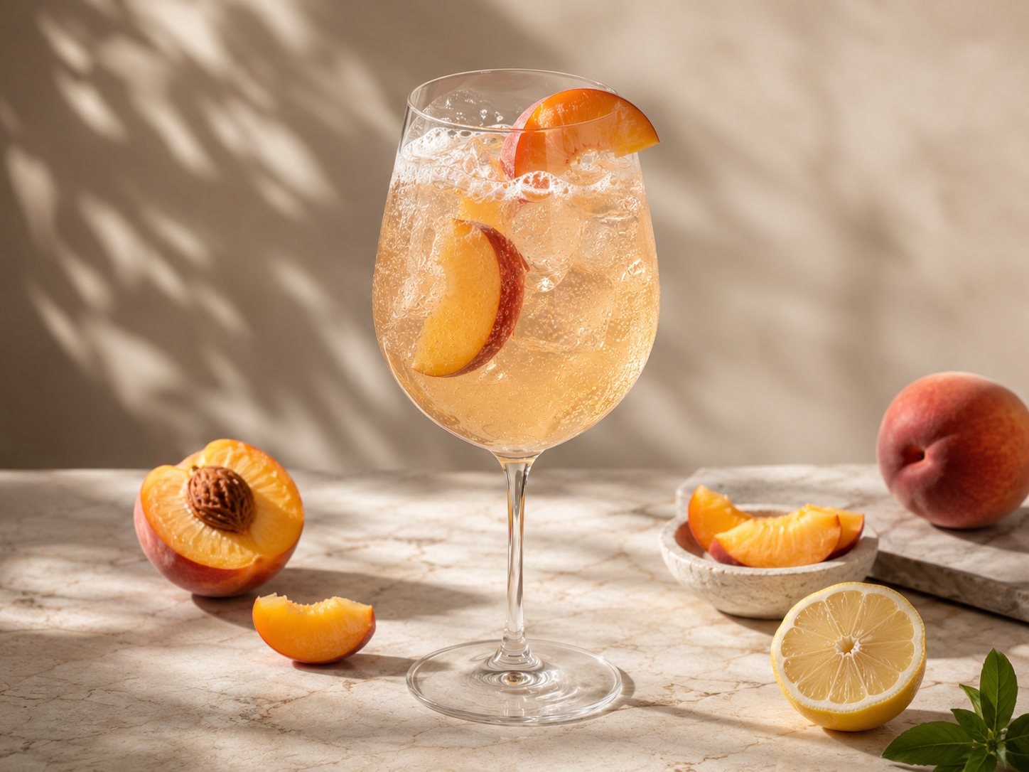 Mocktail Pêche & Bulles à la pêche et effervescent sans alcool