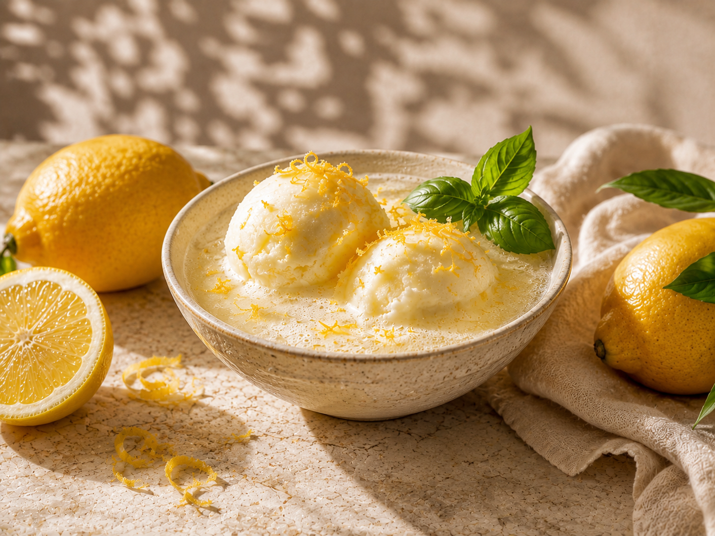 Sgroppino sans alcool au citron et effervescent