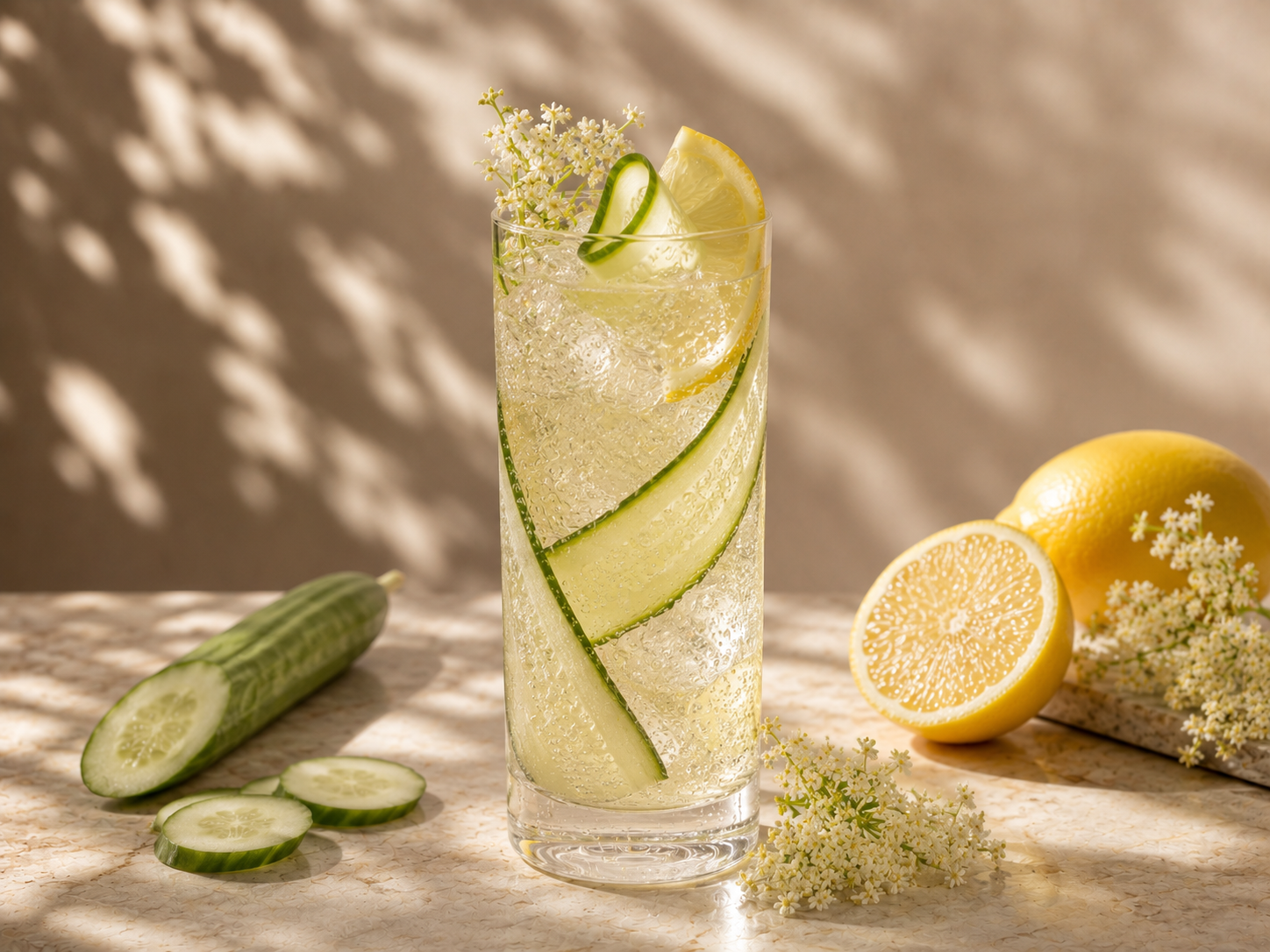 Mocktail concombre et fleur de sureau